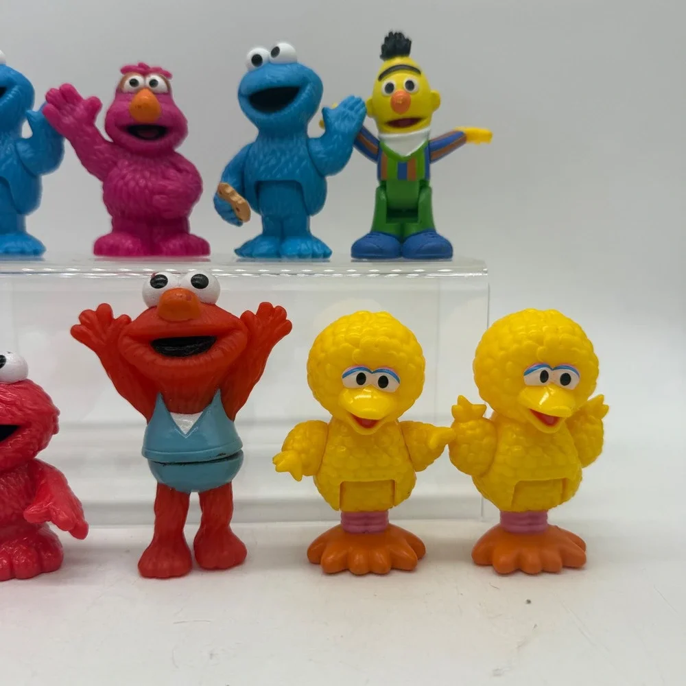 Sesame Street Figure Lot Elmo Cookie Monster Big Bird Bert Telly 9pc PVC
